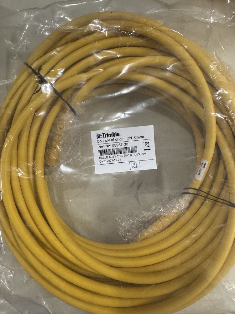 Trimble 58957-30 Cable Assembly 30M TNC RTANG Belden 1832A Yellow