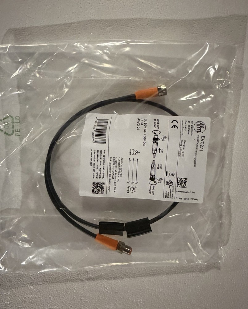 IFM EVC271 DOUBLE ENDED CORDSET, VDOGF040MSS00,6H03STGF030MSS, Brand New F/S
