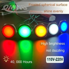 22mm 110VAC 220VAC Metal LED Indicator Light Waterproof IP67 Raised Head Blue