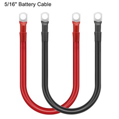2 pcs 4 AWG Gauge 24inch Battery Cable 5/16 or 3/8 Copper Car Solar Power Wire