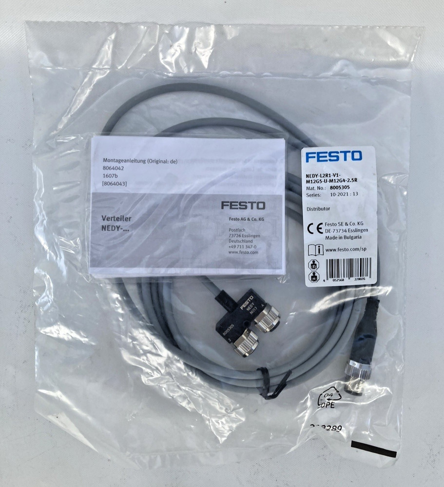 NEW FESTO NEDY-L2R1-V1-M12G5-U-M12G4-2.5R / NEDYL2R1V1M12G5UM12G425R / 8005305