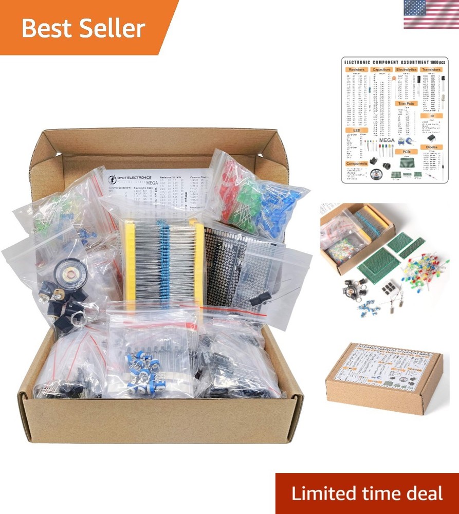 1900-Piece Mega Electronic Component Kit: Resistors, LEDs, Transistors & More