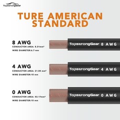 TOPSTRONGGEAR 0 Gauge 25ft Black and Red 0 Gauge, &