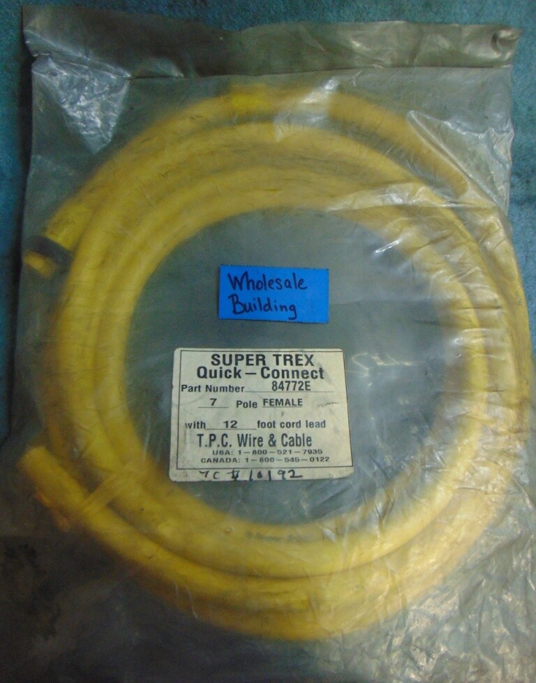 TPC WIRE & CABLE SUPER TREX 7P FEMALE 84772E REV G, 600V, 12FT CABLE 16 AWG, 90°