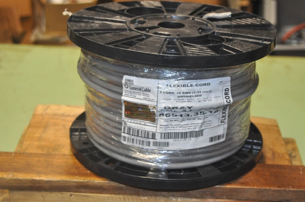 General Cable 86913.35.10 Flexible Cord 16AWG 3 Conductor 250 Ft Type SJTOW New