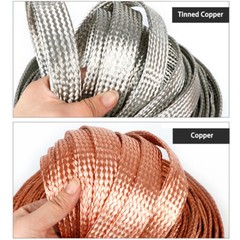 1-120mm² Flat Pure Copper/Tinned Braid Cable Bare Copper Braid Wire Ground Lead