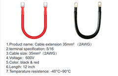 2 AWG Cables Power Inverter Wire Set w 5/16″ Lugs Solar, Marine, RV, Boat Auto