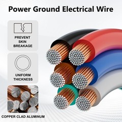 12AWG Battery Wire 25ft Red Black, Car Audio Remote Trailer Alarm DIY