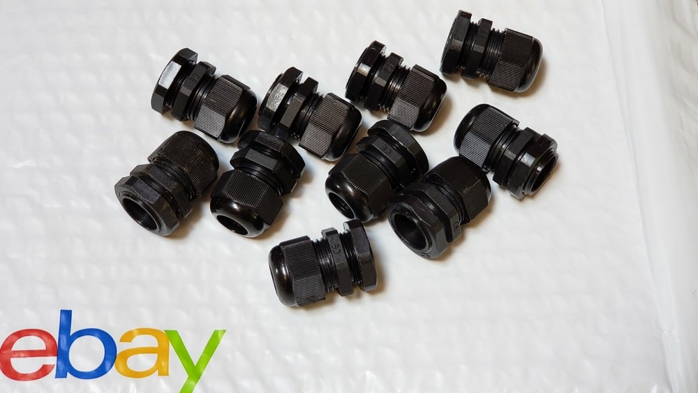 PG16 Waterproof Wire Cable Glands Clamp Black Plastic Connector 10 pcs Ships USA