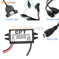 DC12V to DC5-9V Mini/Micro/A type USB Dual Converter Step Down Power Module Tool