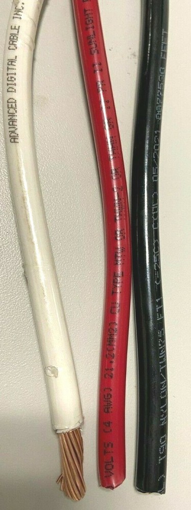 10′ EA THHN THWN 4 AWG GAUGE BLACK WHITE RED COPPER WIRE
