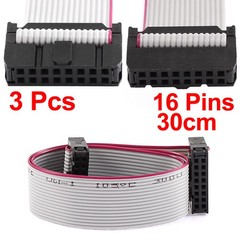2.54mm Pitch 16 Pins 16 Wires F/F IDC Connector Flat Ribbon Cable 30cm 3pcs
