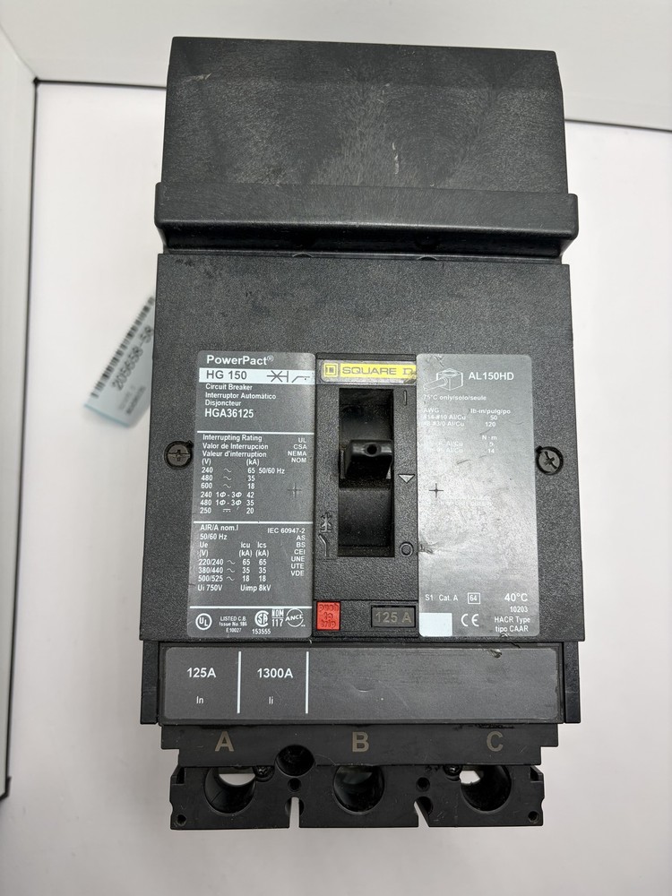 SQUARE D Circuit Breaker HGA36125 # 205658-58