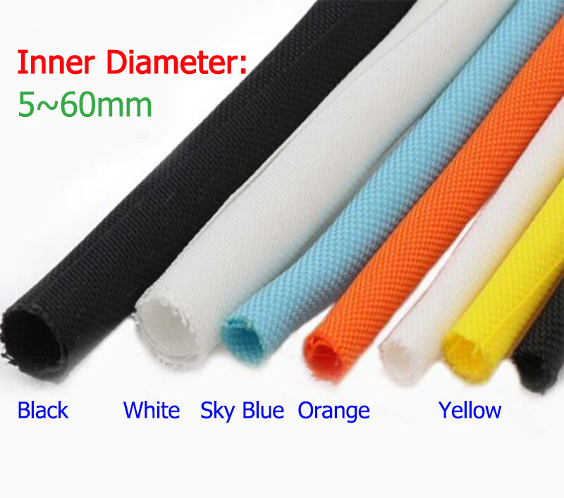 Braided Split Cable Wire Sleeve Self-WRAP Wire Harnessing Sheathing Many Colours