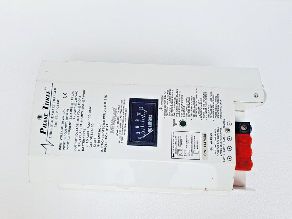 NEWMAR PHASE THREE PT-24-8W Three Stage Smart Charger 24 VDC / 8 A Marine Grade
