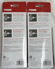 2x NEW Prime PB802013 White 6-Outlet Surge Protector 400 Joules, 1.5′ Power Cord