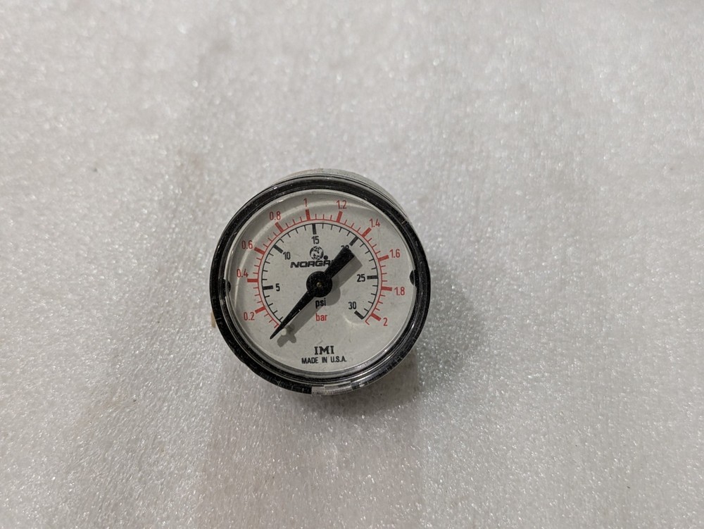 IMI Norgren Pressure Gauge 0-30 PSI 0-2 Bar 1/8 NPT Back Mount Industrial OEM
