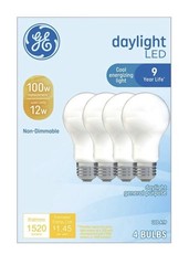 GE 4 Light Bulbs 100w Dimmable 1600 Brightness Last 13 Years