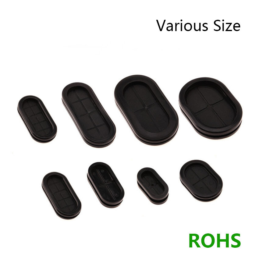 Oval Rubber Grommet Blanking Hole Plug Double-sided Sealing for Protecting Cable