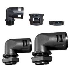 Nylon Corrugated Conduit 90° Elbow Connector Fitting For Corrugated Cable Tubing