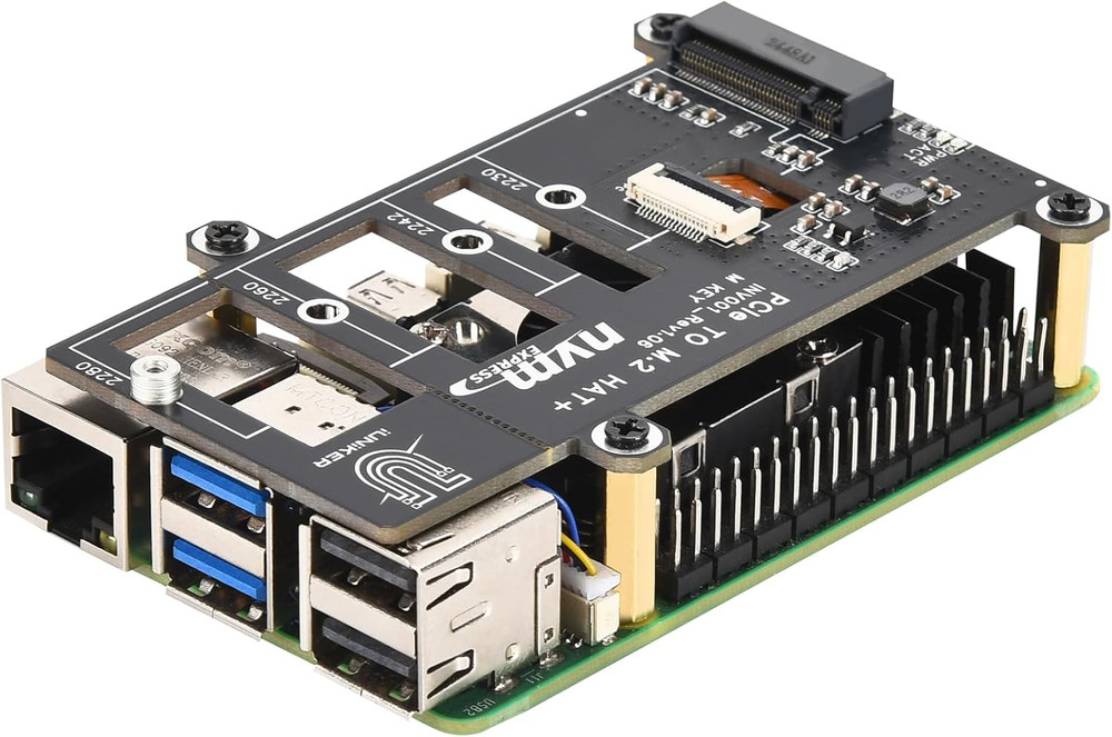 Pcie M.2 HAT+ for Raspberry Pi 5, Nvme SSD PIP Pcie Peripheral Board with Extra