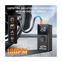 Jump Starter with Air Compressor, 8000A 180PSI, Portable Car Battery Jump Sta…