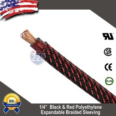 100 FT. 1/4″ Black & Red Expandable Wire Sleeving Sheathing Braided Loom Tubing