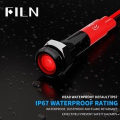 Indicator Light 10pcs 6mm 1/4 AC 12 24V Metal LED Waterproof Red Indicator Light