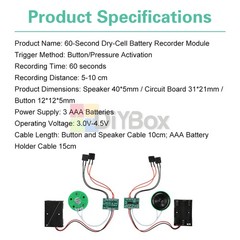 Dual-Button Recording Module 60-sec Voice Recorder DIY Electronic Greeting Card