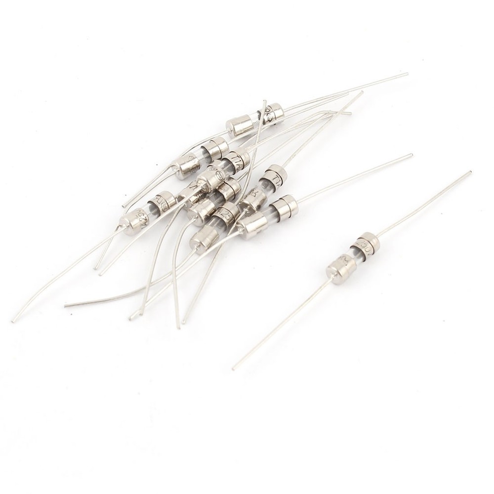 10 x 250V 3A Through Hole 3.6x10mm Slow Blow Acting Axial Leaded Glass Fuse