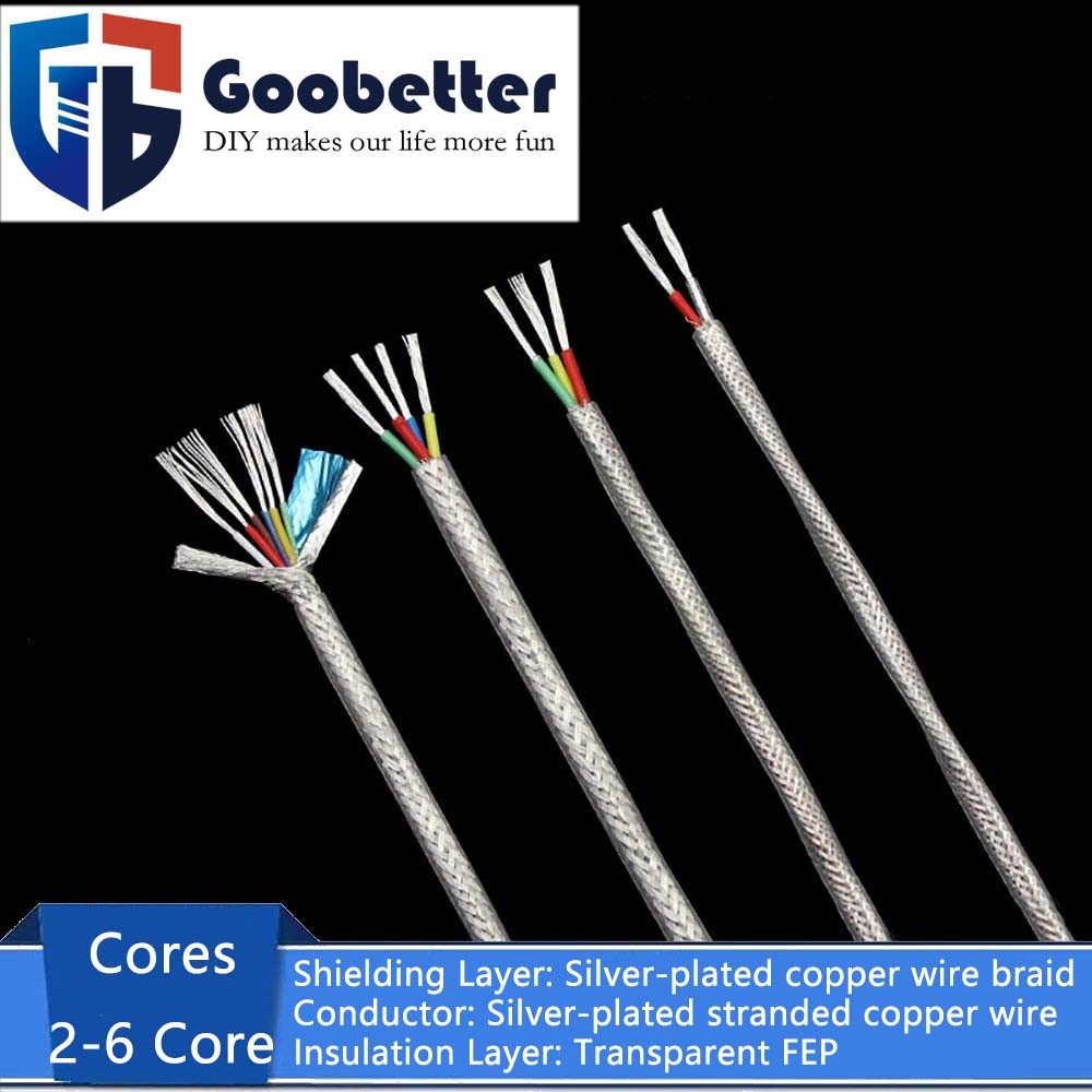 FEP Silver Plated Shielded Cable 2-6 Cores Silver Plated Stranded Copper Wire