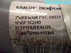 QTY=6: 068765 Kraloy 2″x90Dx36R PVC Sweep SPXSP SCH40 622454687653