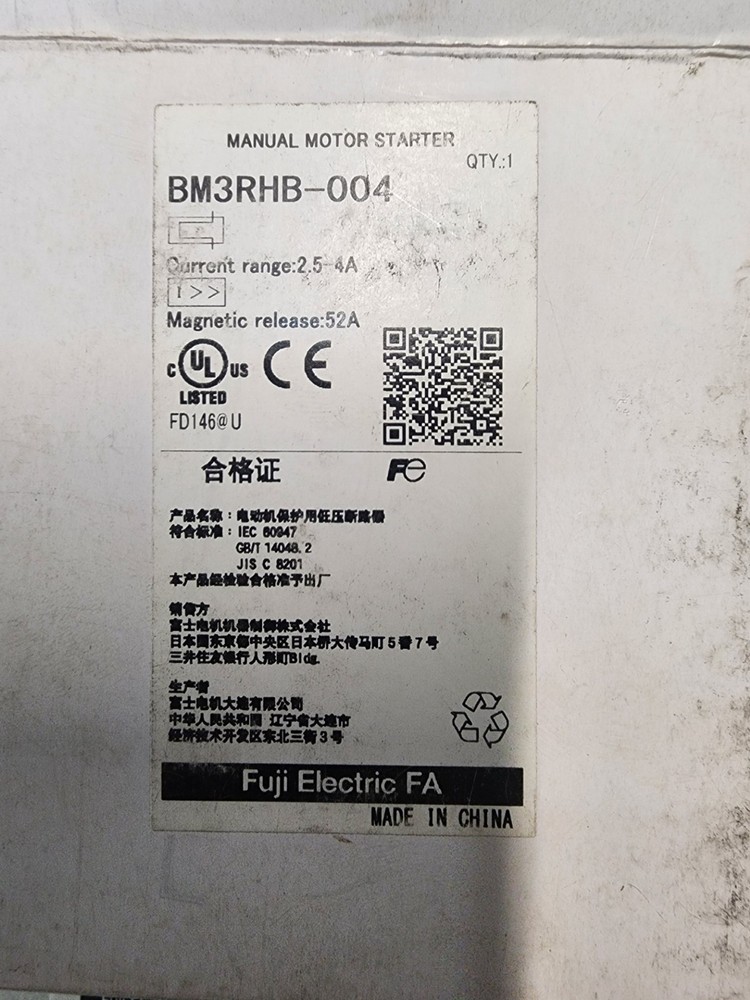 Fuji electric, Motor Starter, BM3RHHB-004, Current range 2.5-4A (10 Total) New