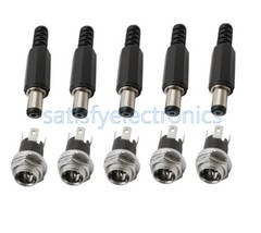 5.5mm x 2.1mm DC Power Supply Plug Connector + Female Metal Panel Mount Socket S