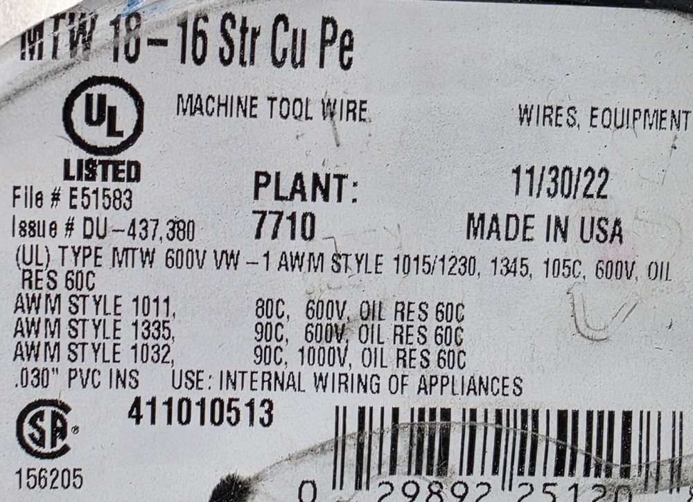 Southwire #18awg 16x30B UL-1015/1230/1032 MTW Hook-Up/Lead Wire Purple /100ft
