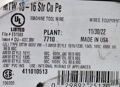 Southwire #18awg 16x30B UL-1015/1230/1032 MTW Hook-Up/Lead Wire Purple /100ft