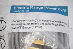 Pro Elec 140-1521 Electric Range Power Cord 125/250V 50A 4 ft 8/1 Gauge 3