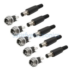 5.5mm x 2.1mm DC Power Supply Plug Connector + Female Metal Panel Mount Socket S