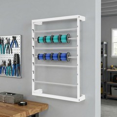 White Heavy Duty Cable Reel Holder and Dispenser With 6 Stainless Steel Rods