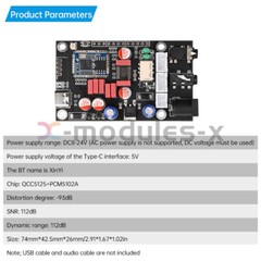 DC8-24V Bluetooth 5.1 Audio Decoder Board APTX HD QCC5125 LDAC Receiver Board
