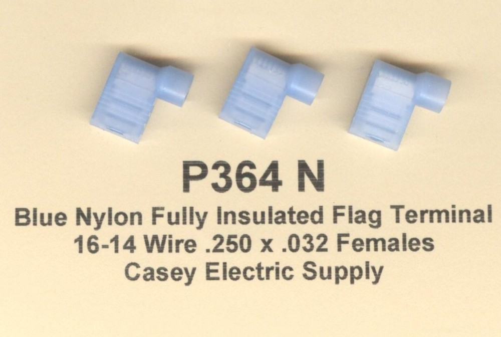 50 Blue NYLON Fully Insulated FLAG Terminal Connectors 16-14 Wire .250 Female
