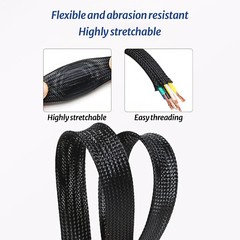Dense PET Nylon Braided Sleeving Tube Width 12mm Car Audio Cable Wire Sleeving