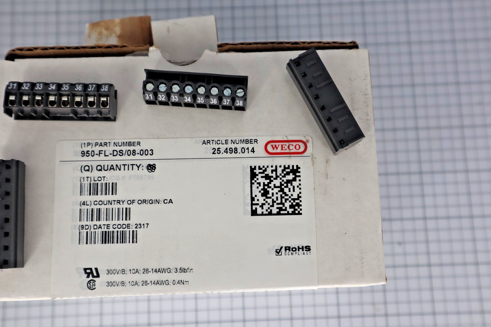 *Lot of 10* WECO 950-FL-DS/08-003 Terminal Block 8 Poles