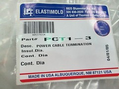 Elastimold Power Cable Termination Insul. Dia. P/N PCT1-3 Cont. Dia (NIB)