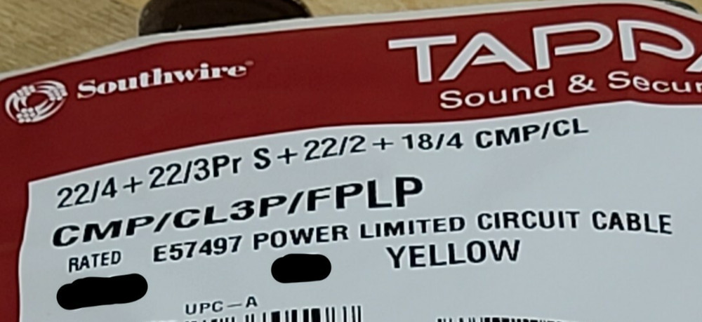 Southwire/Tappan 18/4C+22/3P+22/4C+22/2C Plenum Access Control Cable Yellow/50ft