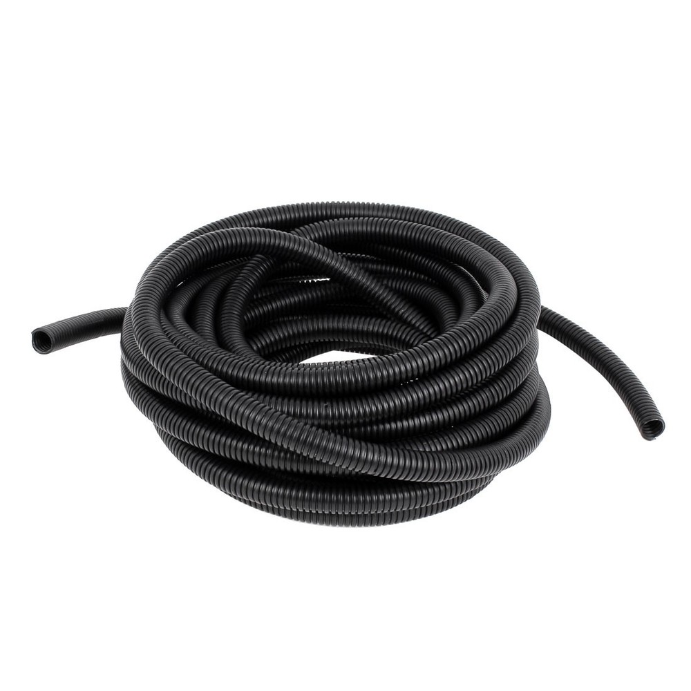 6.6 M 10 x 13 mm Plastic Corrugated Conduit Tube for Garden,Office Black