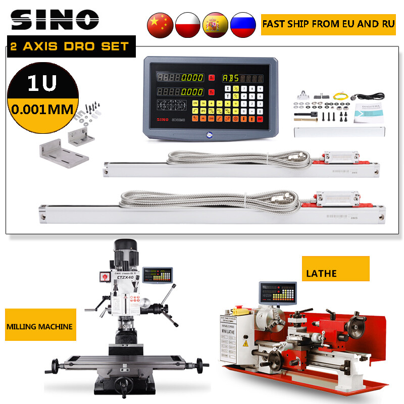 1μm SINO SDS2MS With 2PCS ka300 Linear Scale 5V TTL For Lathe Mill CNC Machine