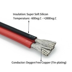Super Soft Silicone Wire 2Pin Red Black 8-28AWG High Temp Tinned Copper Cable