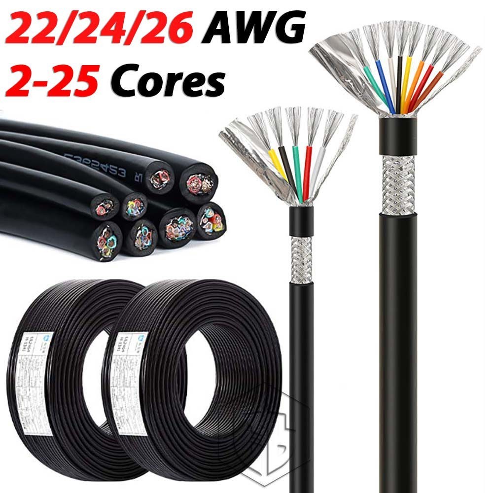 Flexible 2-25 Cores Multi Core 22/24/26AWG Shielded Wire Cable PVC Copper Tinned