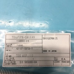 Tokyo Electron TEL DS1187-109706-11 TUBE ASSEMBLY 1/2, 1187-109706-11, 144902